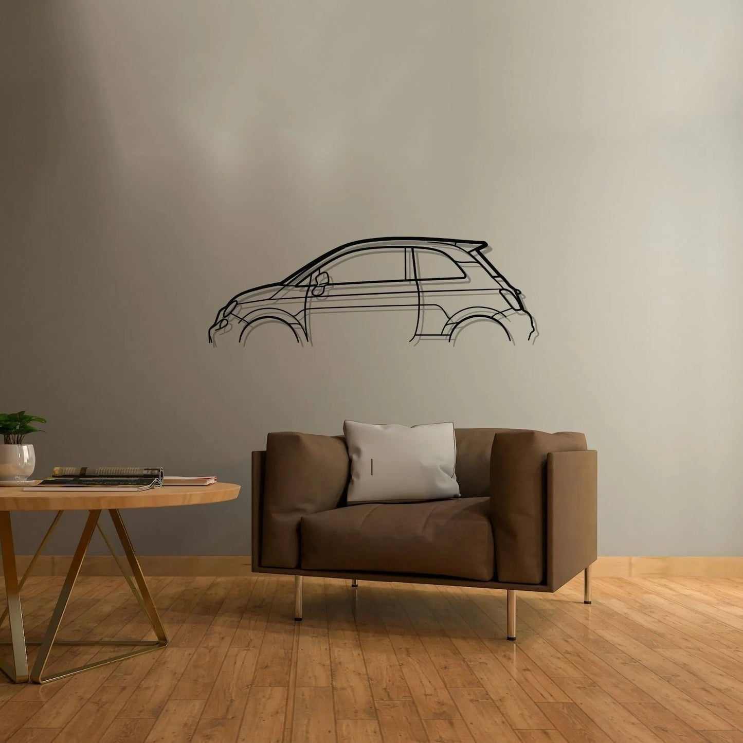 Hout - Decor 2018 Abarth 500 Silhouette Wall Art - Hout - Decor